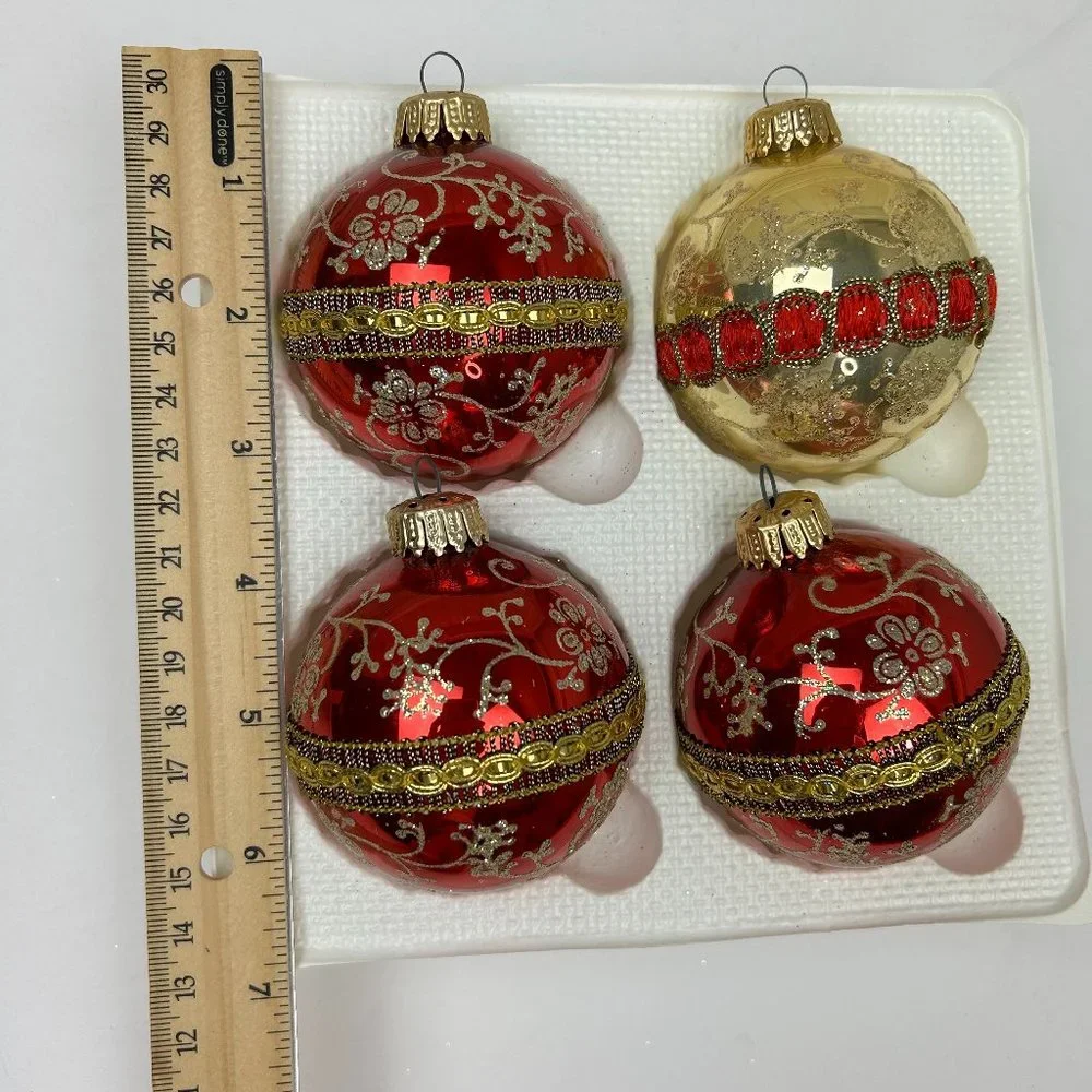 Vintage Christmas by Krebs 4 Glass Christmas Tree Ornaments -Collectible Sparkly